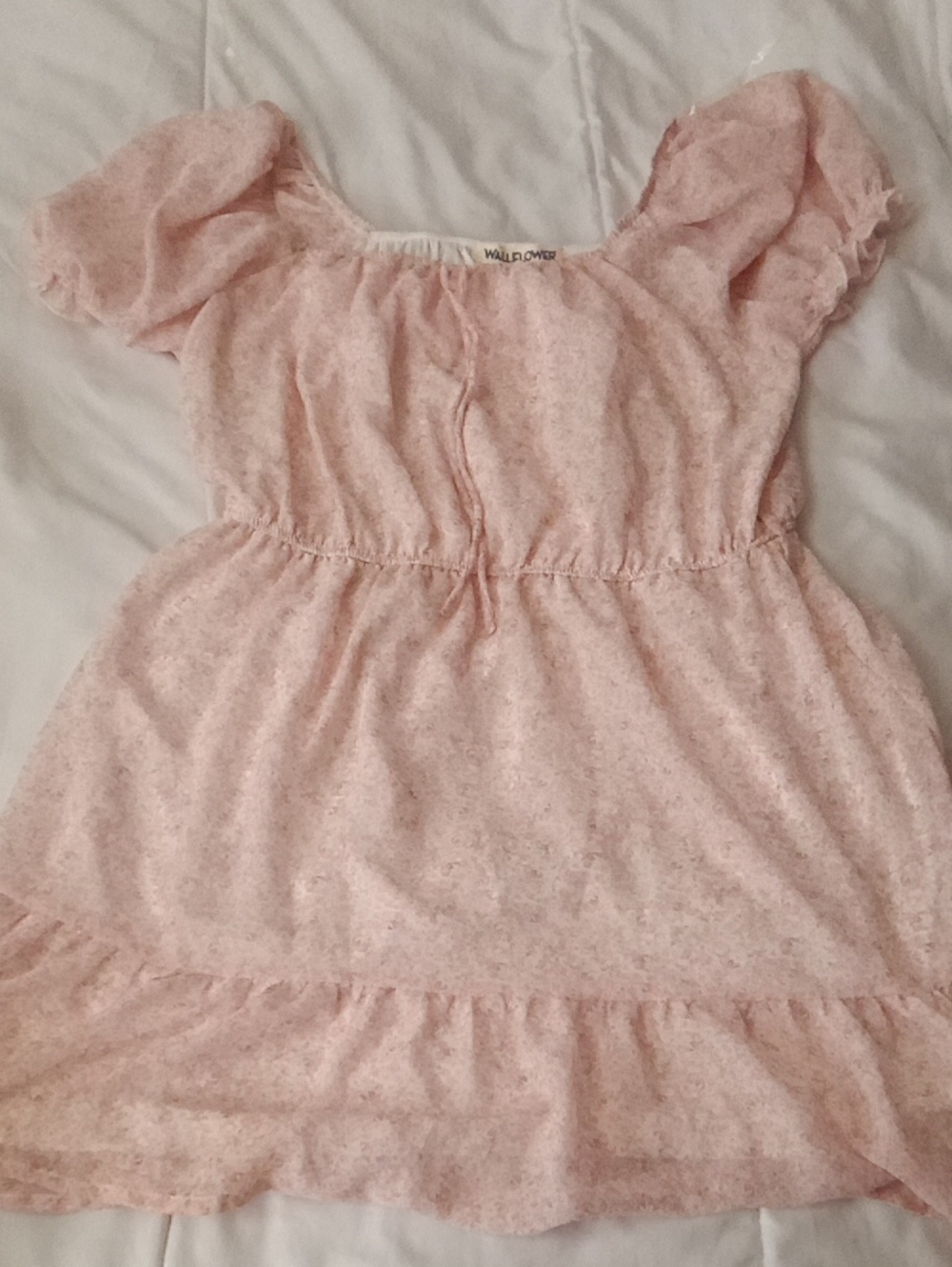 Willow & Clay Soft Pink Floral Puff-Sleeve Dress